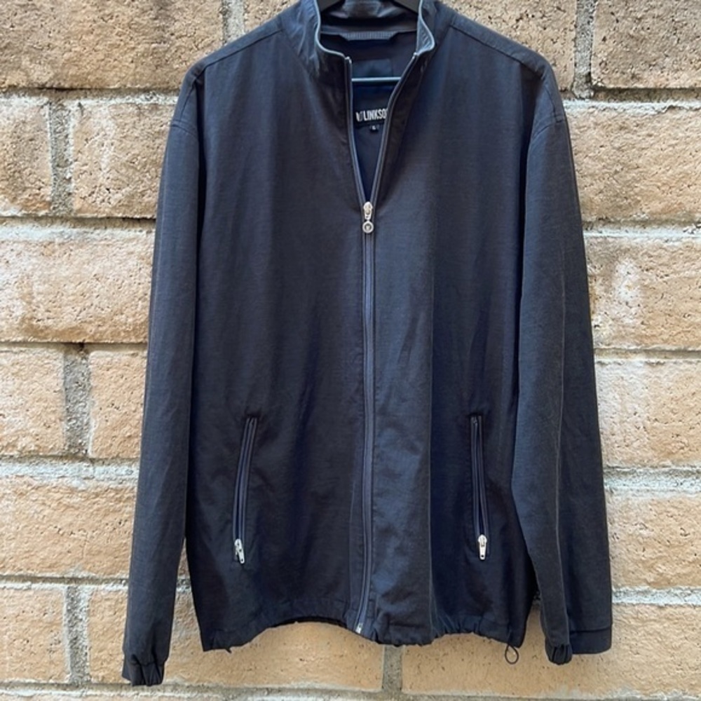 Linksoul Mens full‎ zip mock neck windbreaker jacket size Large